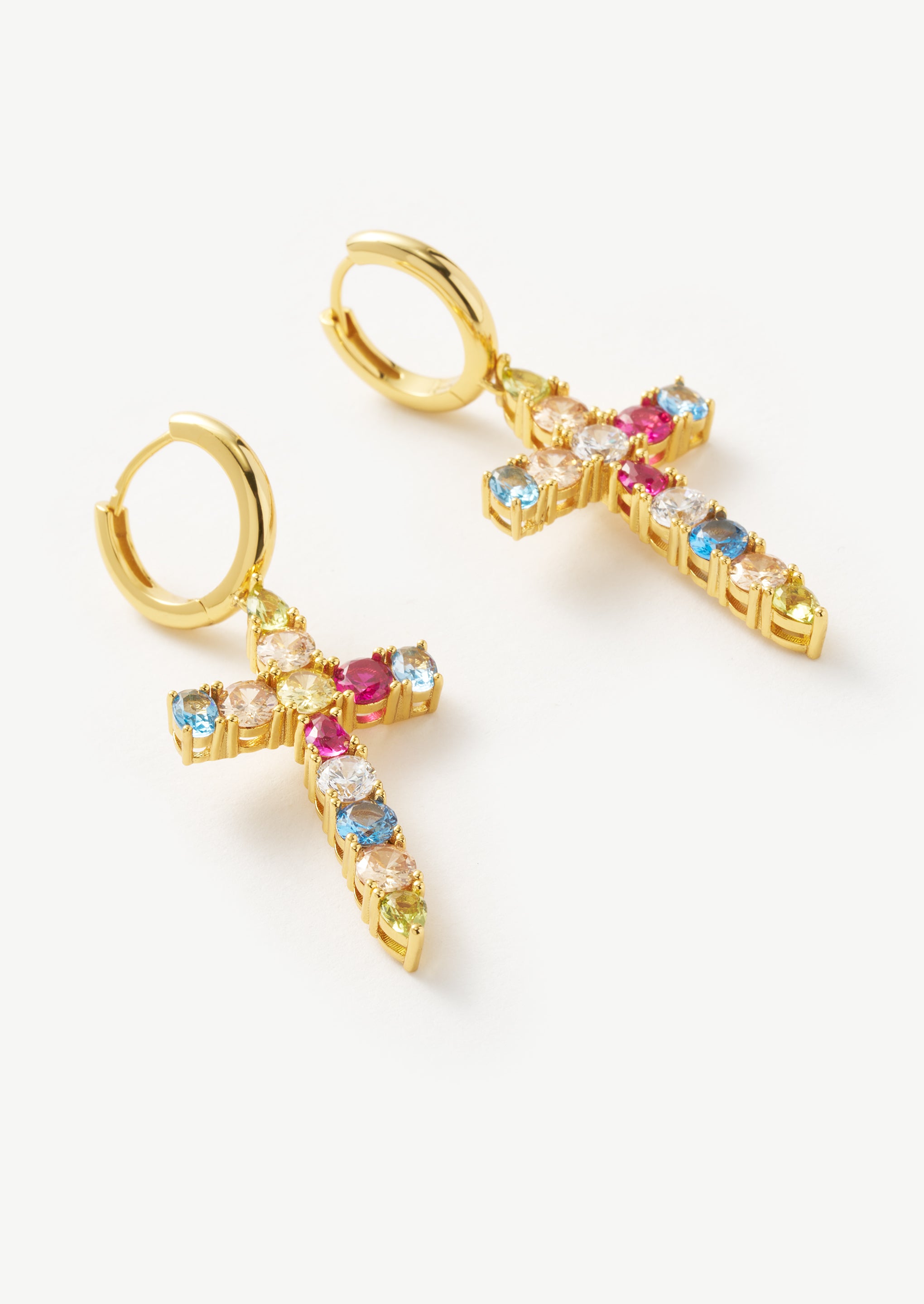 Cross Charm Hoop Earrings