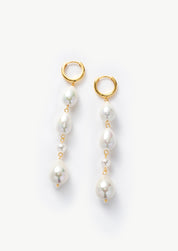 Pearl Drop Hoop Earrings