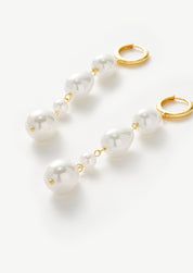 Pearl Drop Hoop Earrings