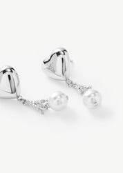 Heart Pearl Drop Earrings