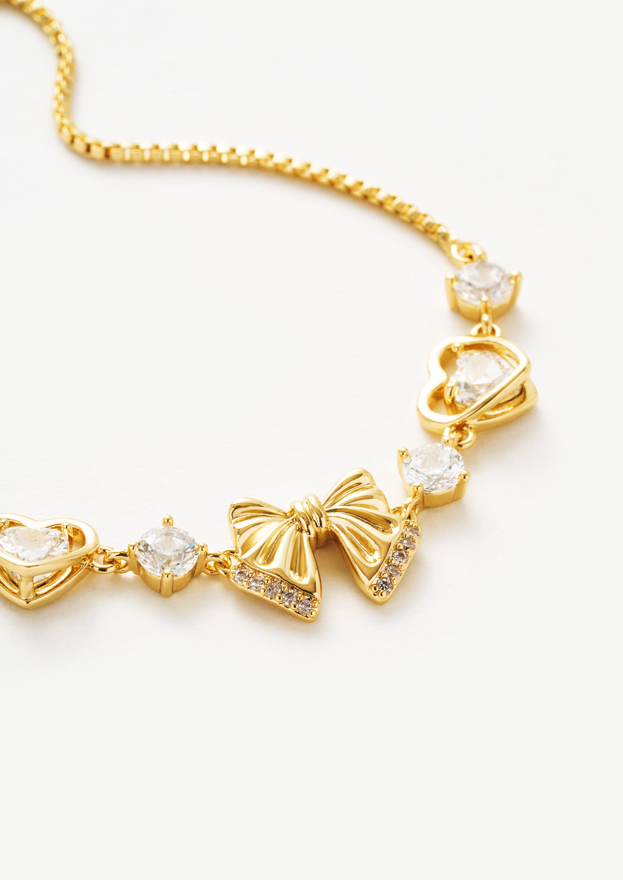 Heart Bow Charm Bracelet