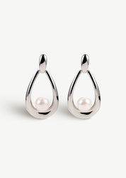 Pearl Teardrop Hoop Earrings