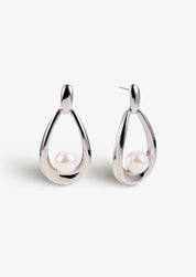 Pearl Teardrop Hoop Earrings