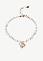 Hollow Heart Pearl Bracelet