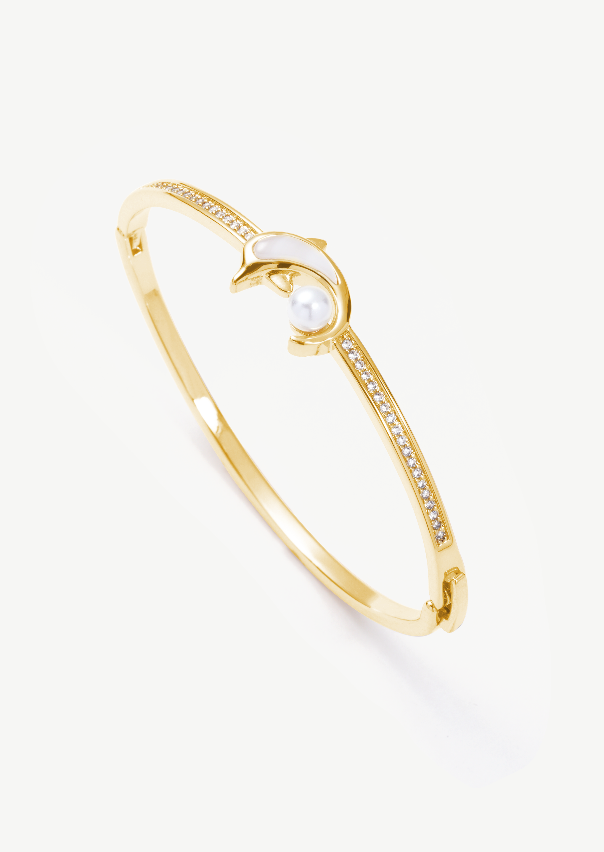 Dolphin Pearl Pave Bangle