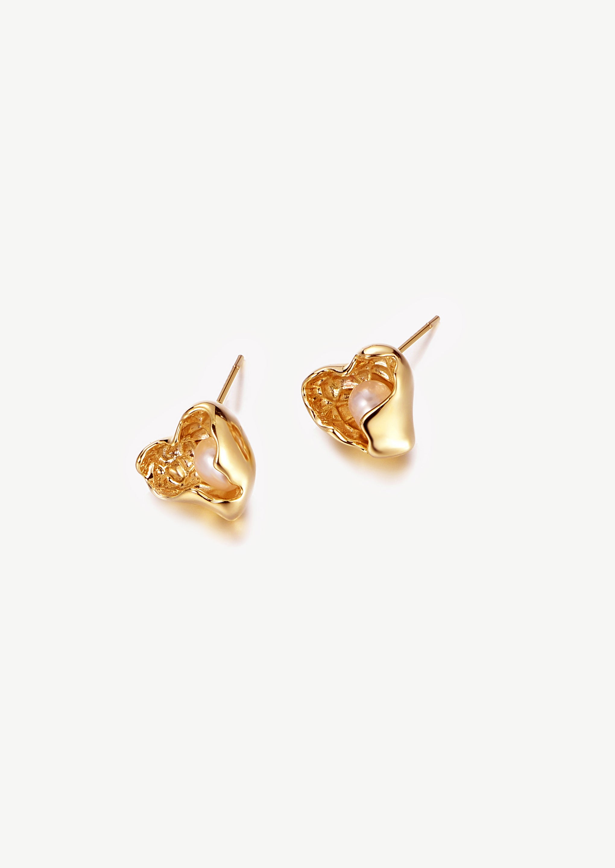 Heart Pearl Stud Earrings