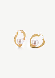 Pearl Geometric Hoop Earrings