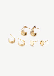 Clover Hoop Stud Earring Set