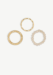 Curve Pearl Ring Set