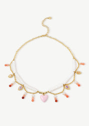 Heart Charm Beaded Necklace