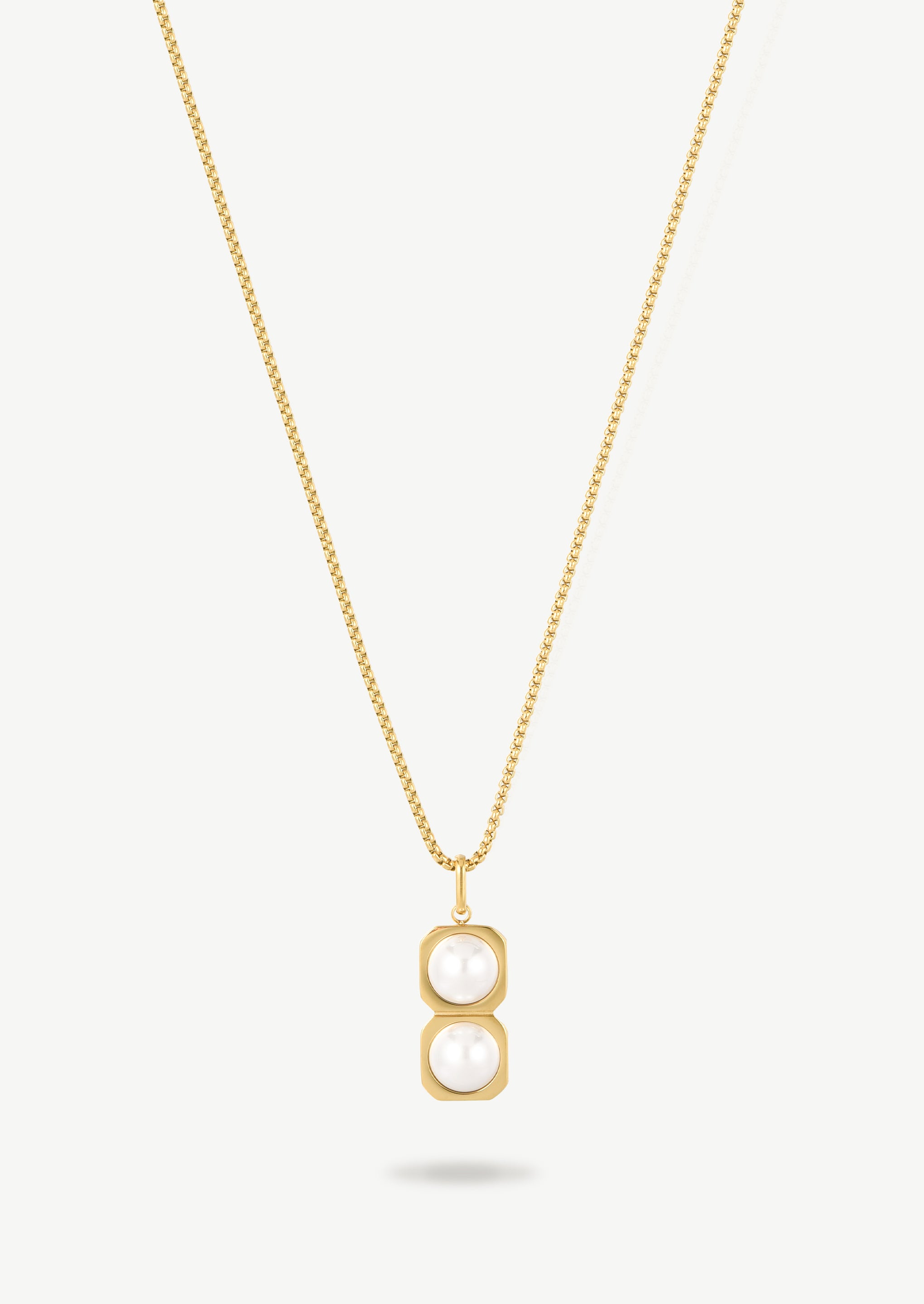 Double Pearl Pendant Necklace