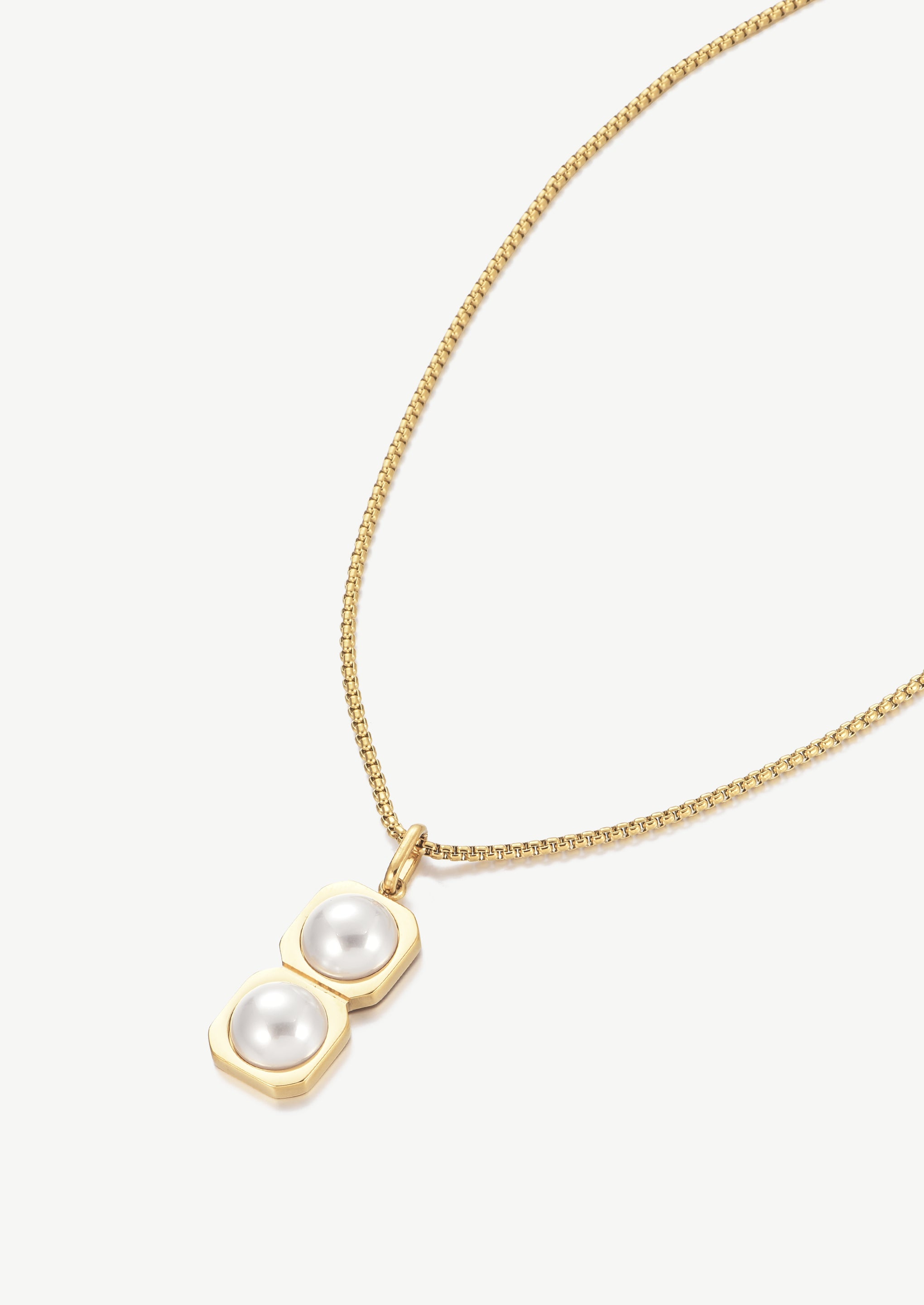 Double Pearl Pendant Necklace