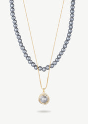 Double Pearl Beaded Pendant Necklace