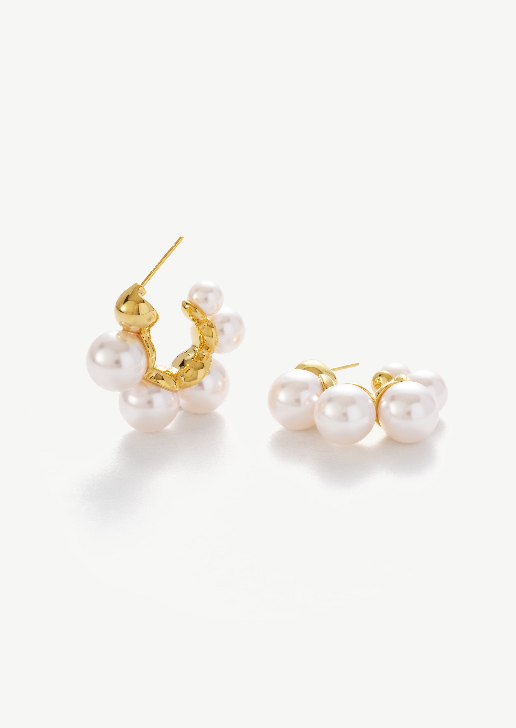 Pearl Cluster Hoop Earrings