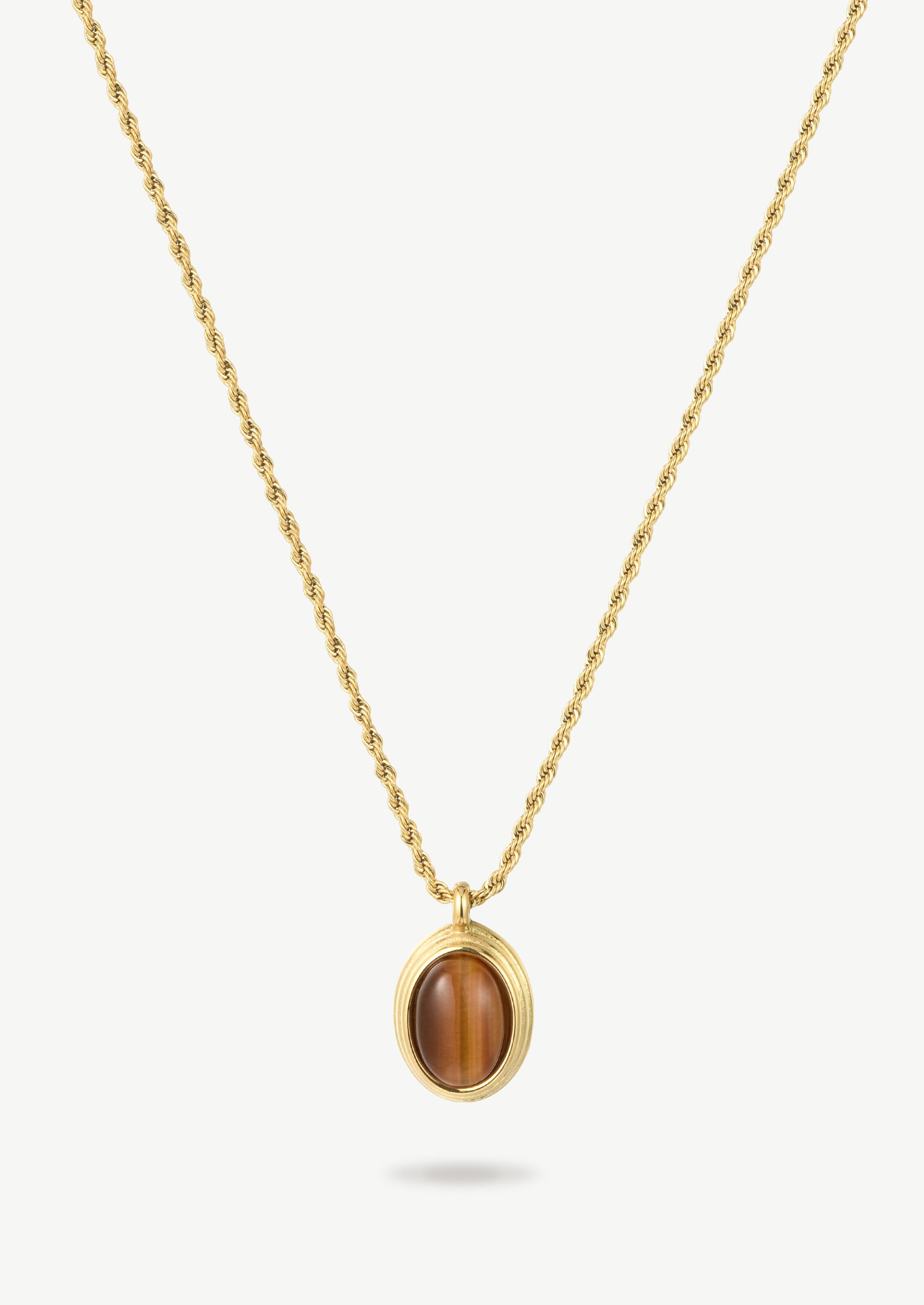 Brown Oval Pendant Necklace