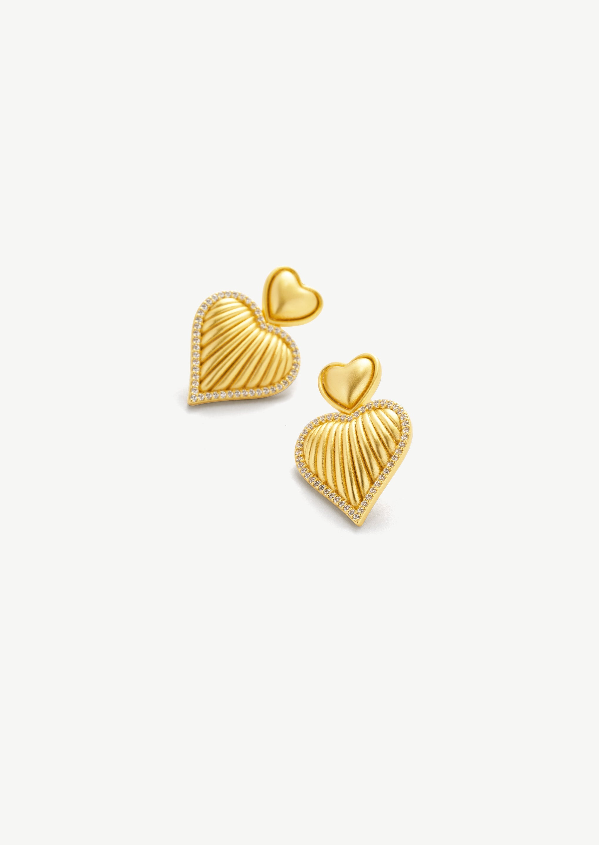 Ridge Heart Stud Earrings