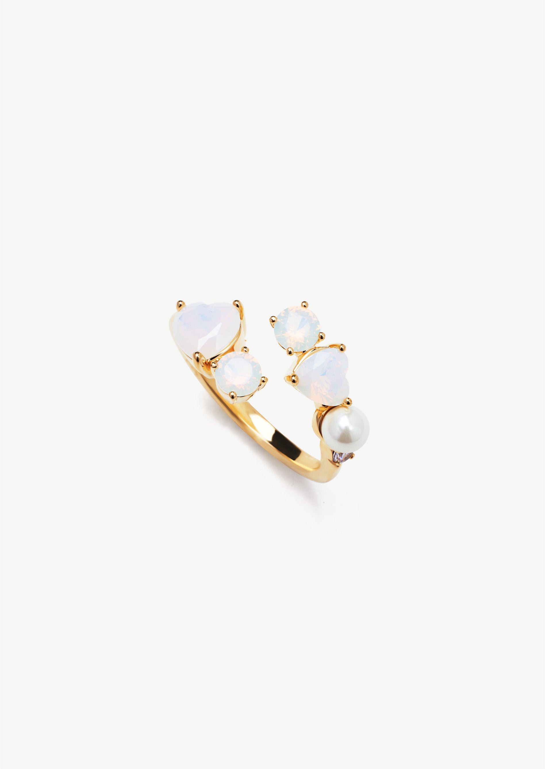 Heart Opalite Pearl Ring