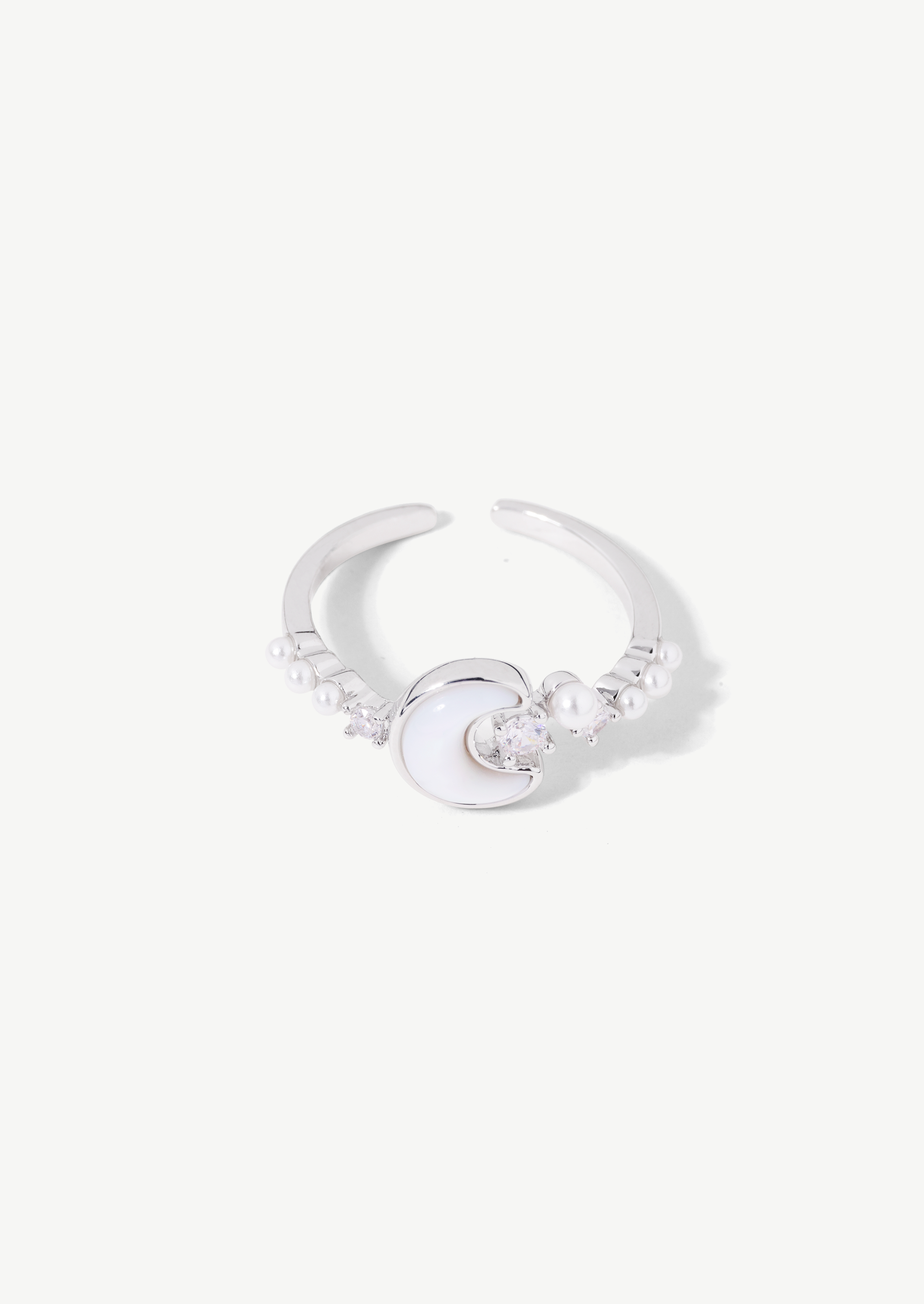 Crescent Moon Pearl Ring