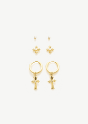 Cross Patonce Hoop Earring Set