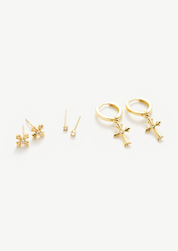 Cross Patonce Hoop Earring Set