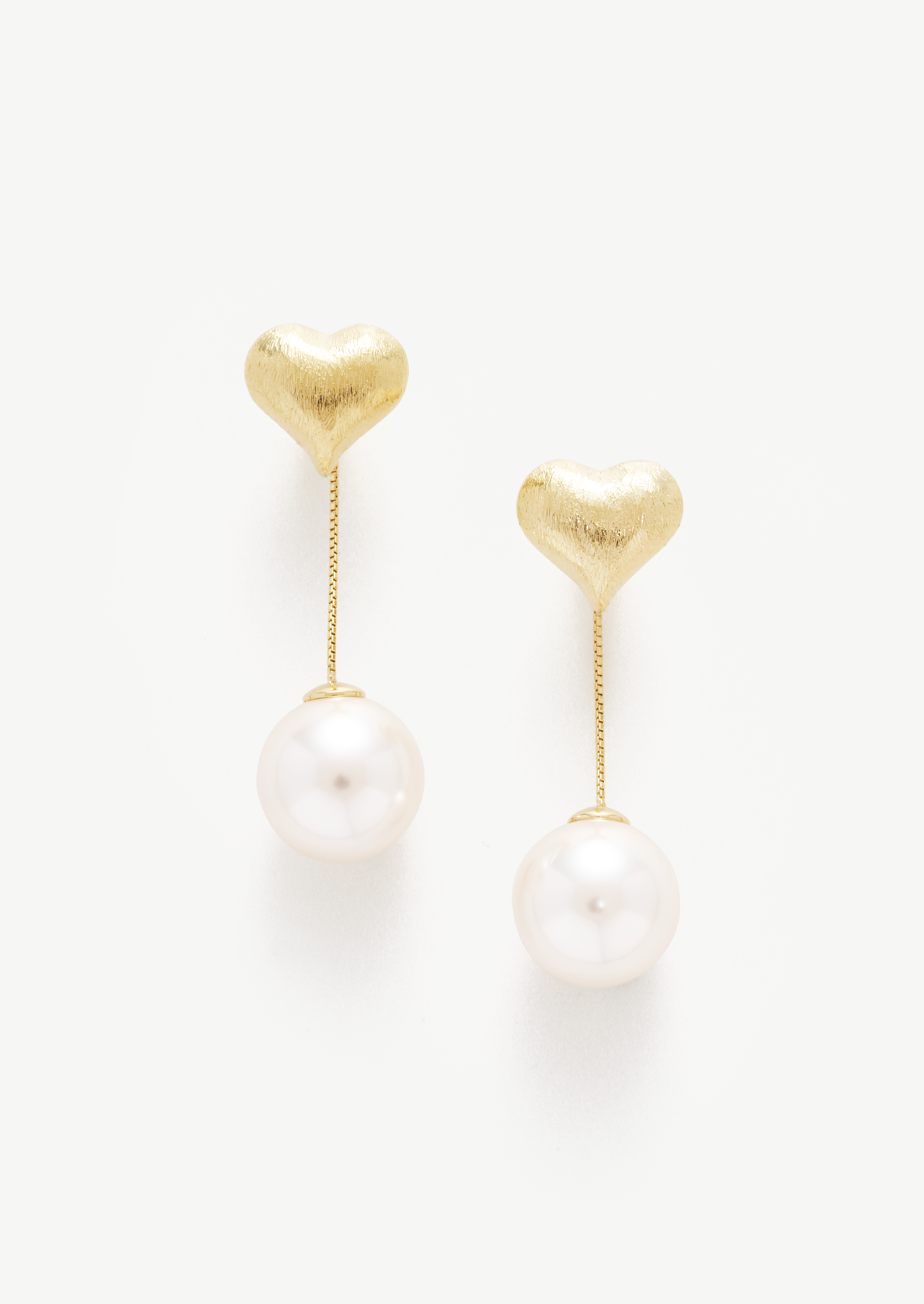 Heart Pearl Dangle Earrings