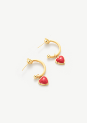 Heart Charm Hoop Earrings