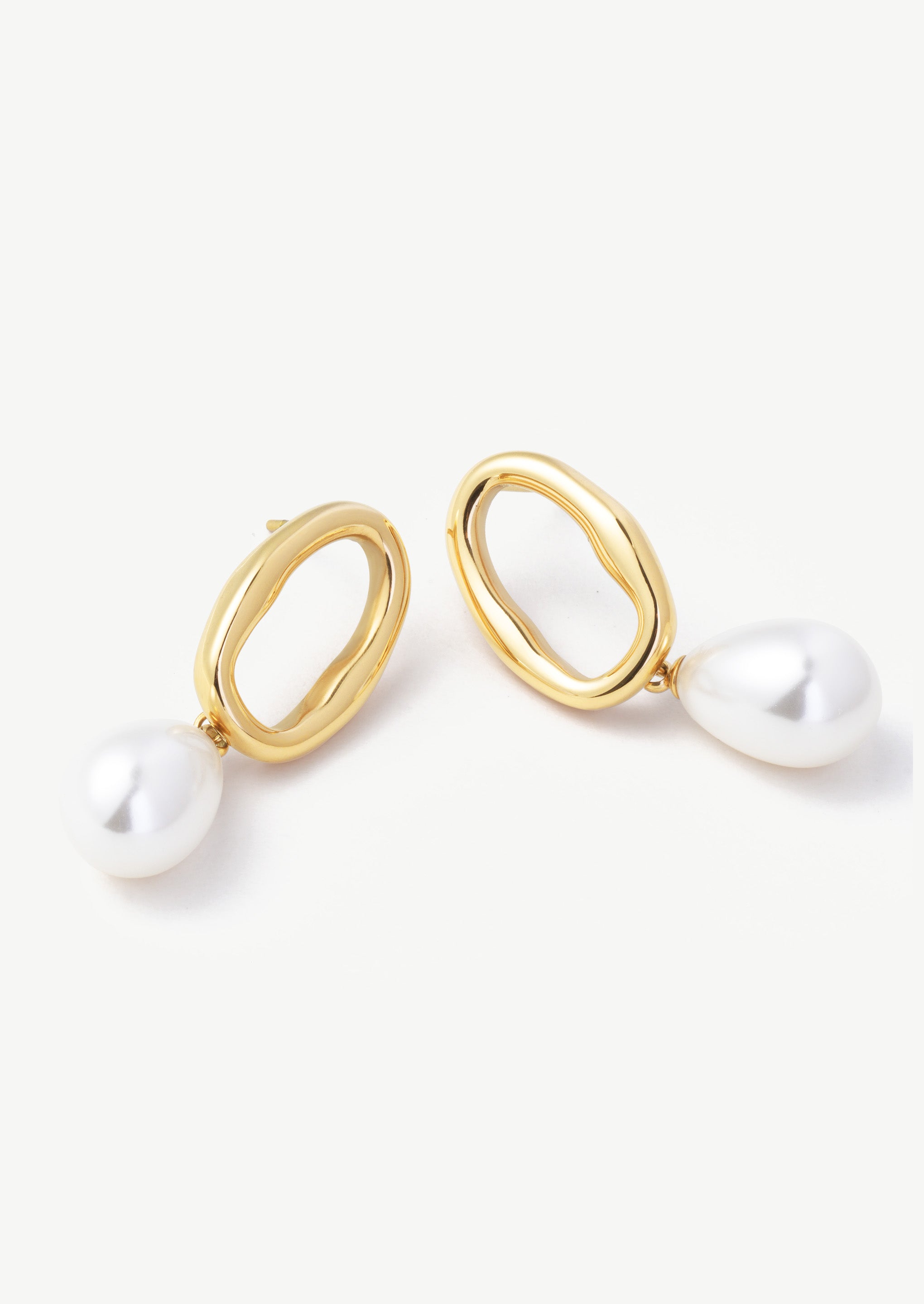 Pearl Hoop Drop Earrings