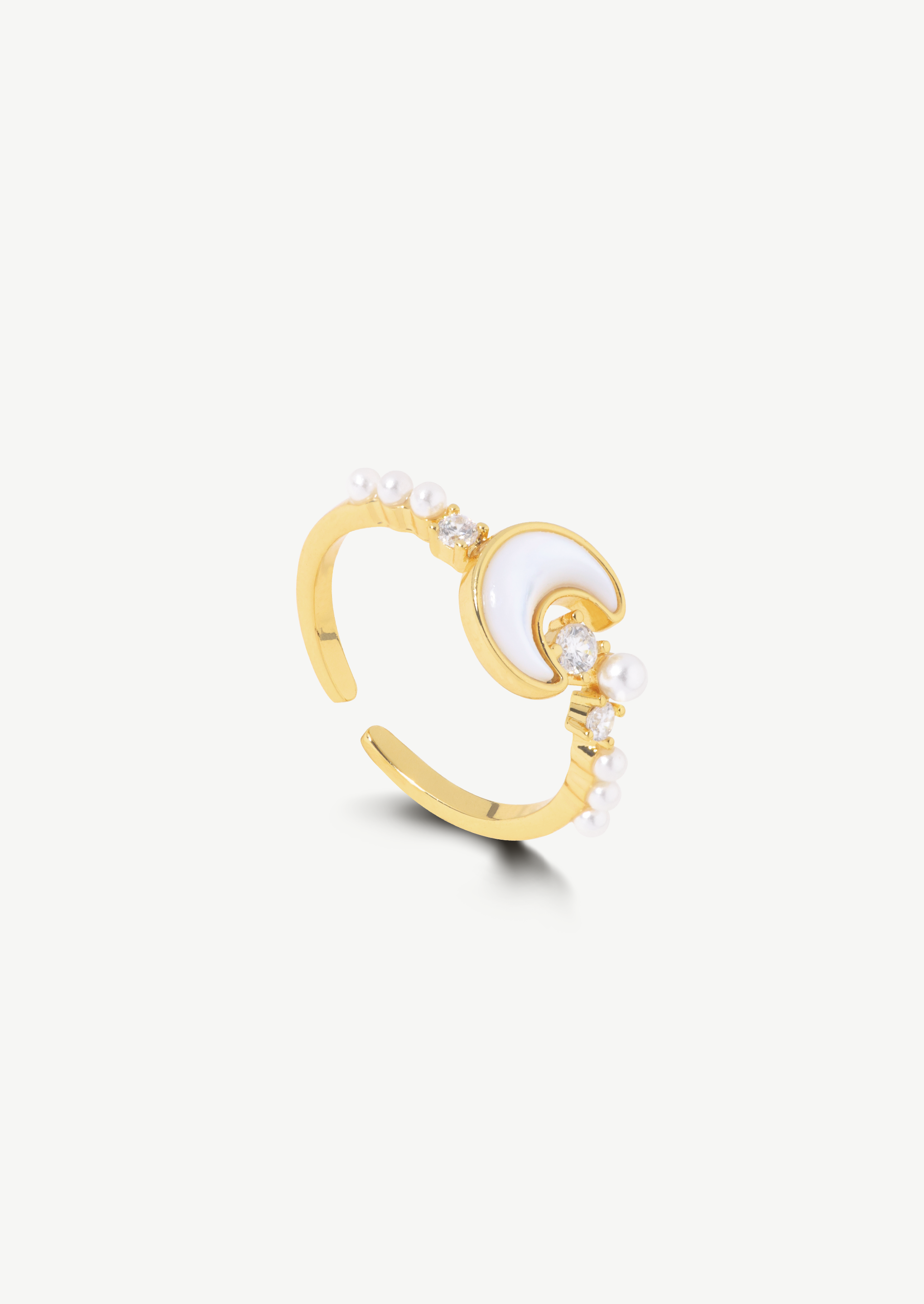 Crescent Moon Pearl Ring