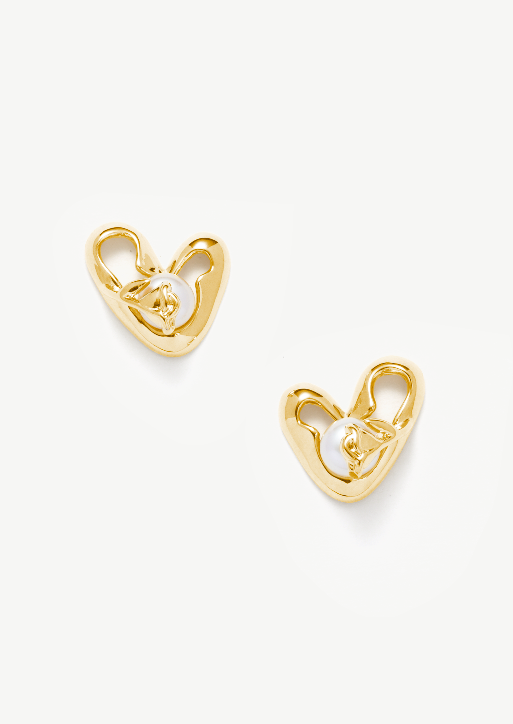 Open Heart Pearl Stud Earrings