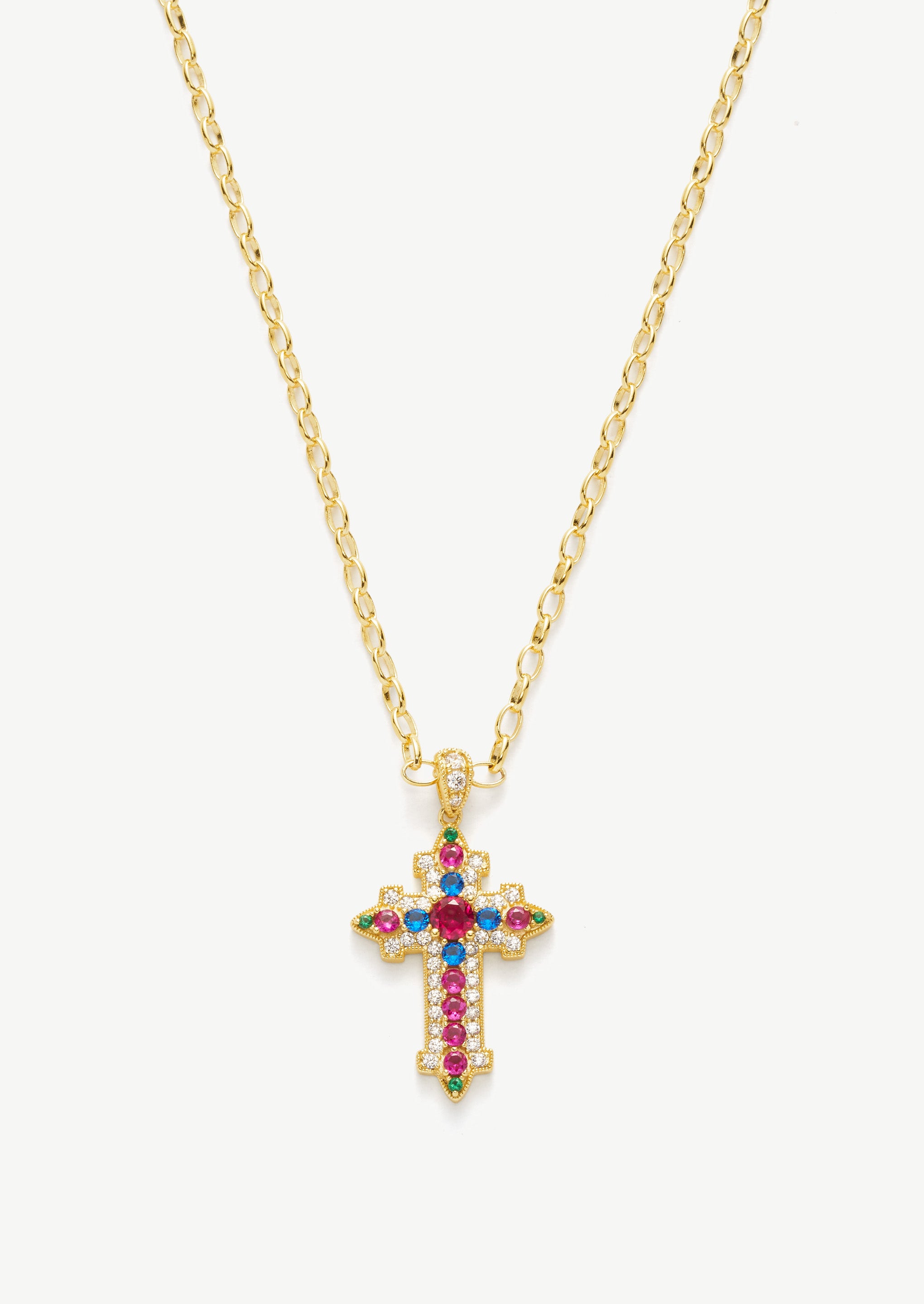 Iridescent Cross Pendant Necklace