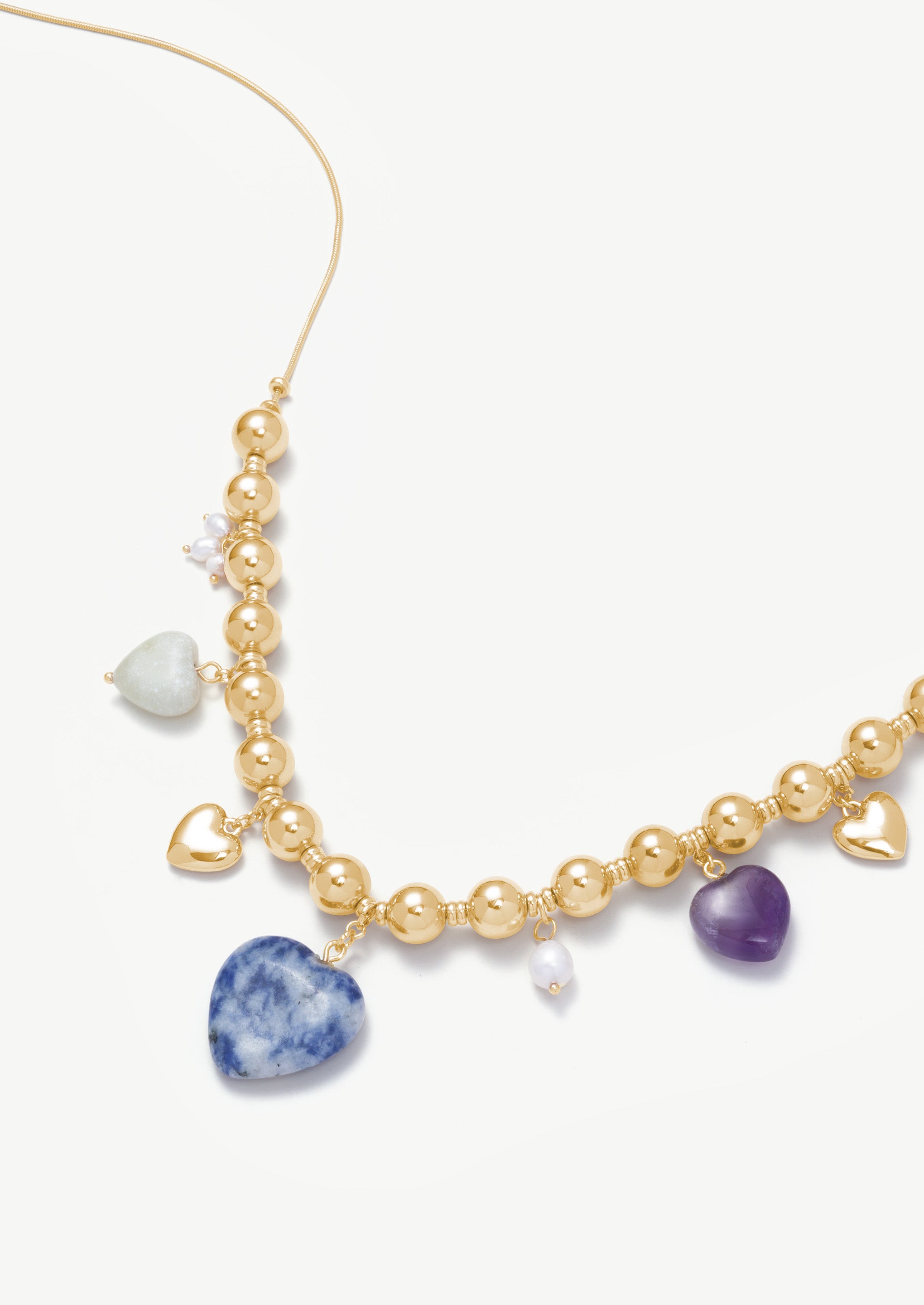 Heart Gold Bead Necklace