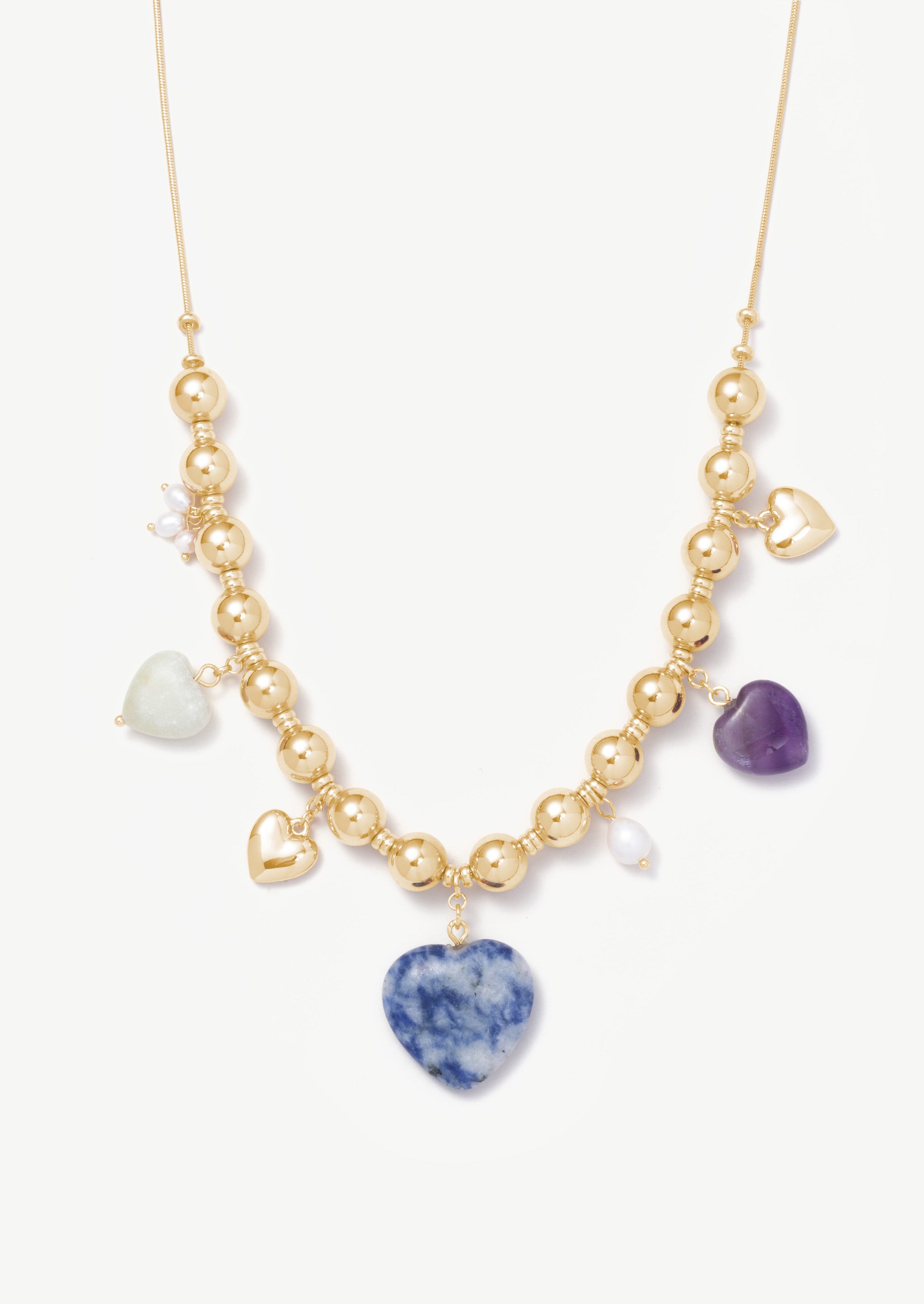 Heart Gold Bead Necklace