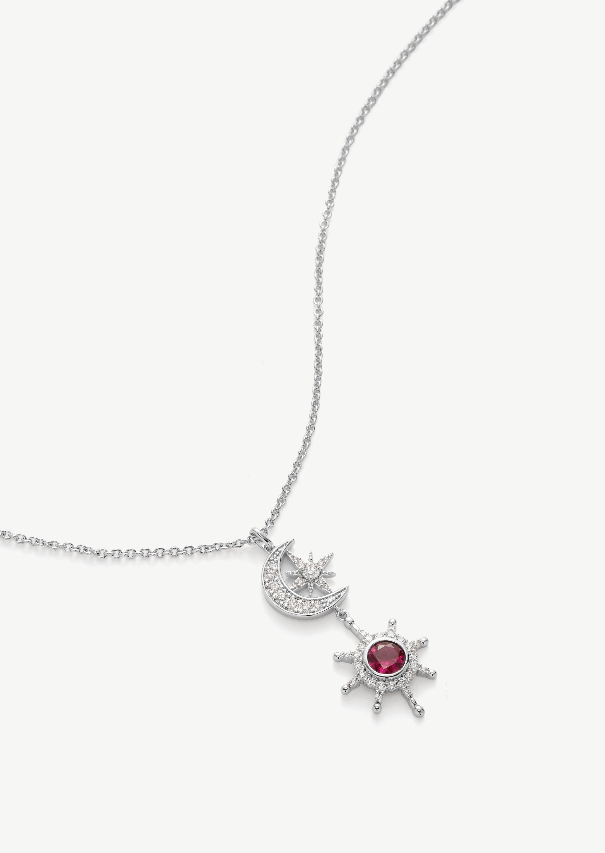 Crescent Moon Gemstone Necklace