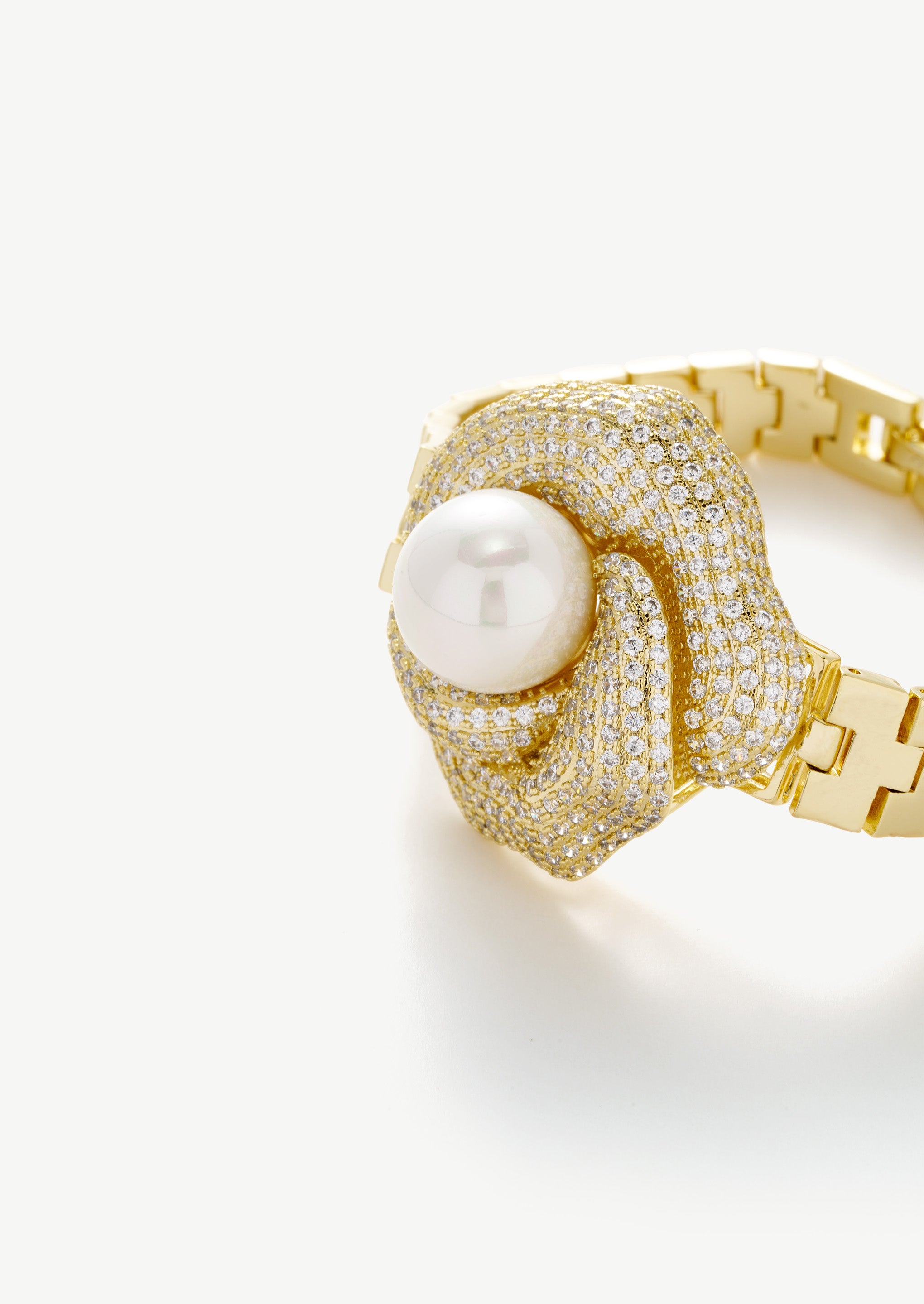 Pearl Flower Wide Bracelet