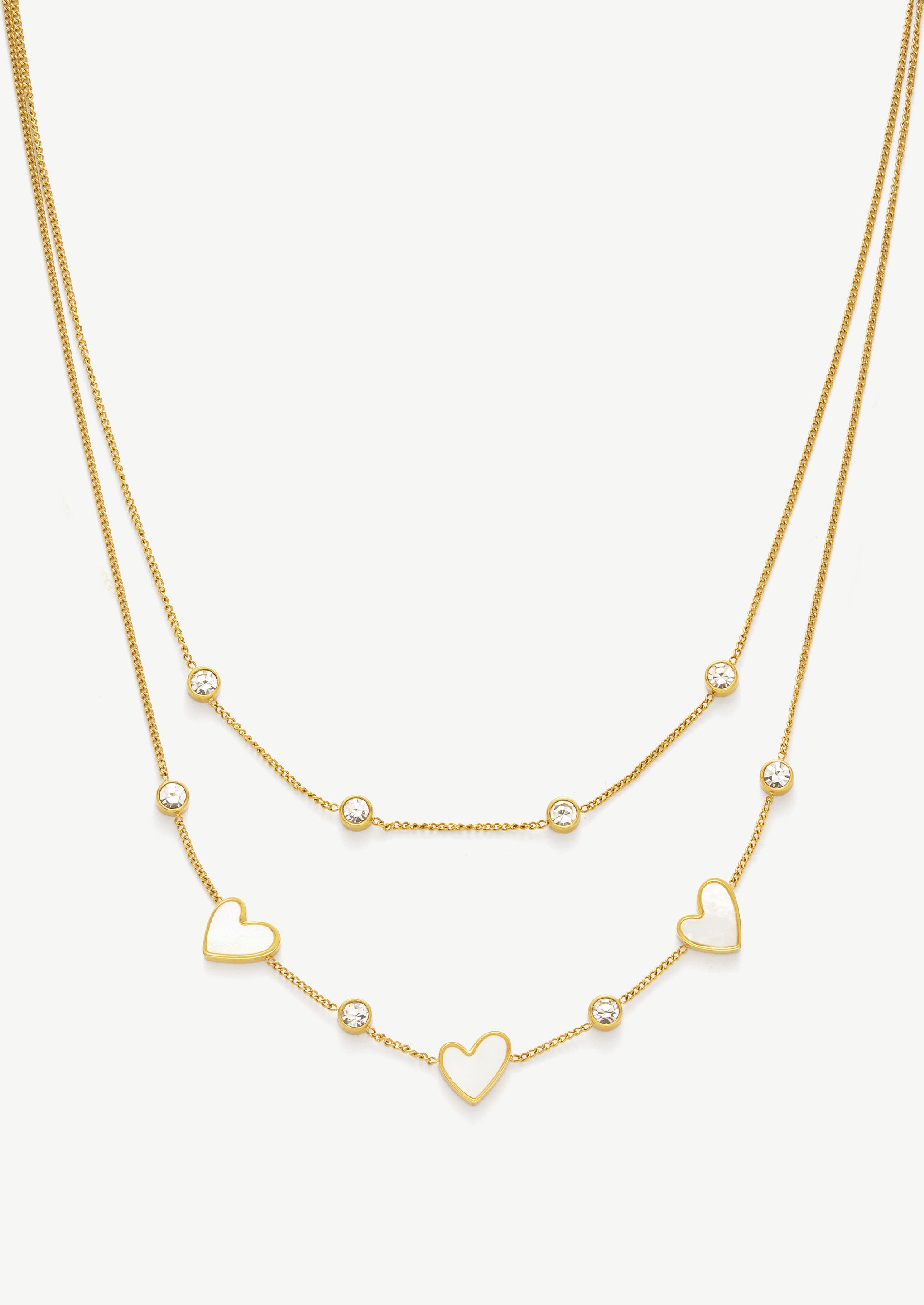 Heart Gemstone Layered Necklace