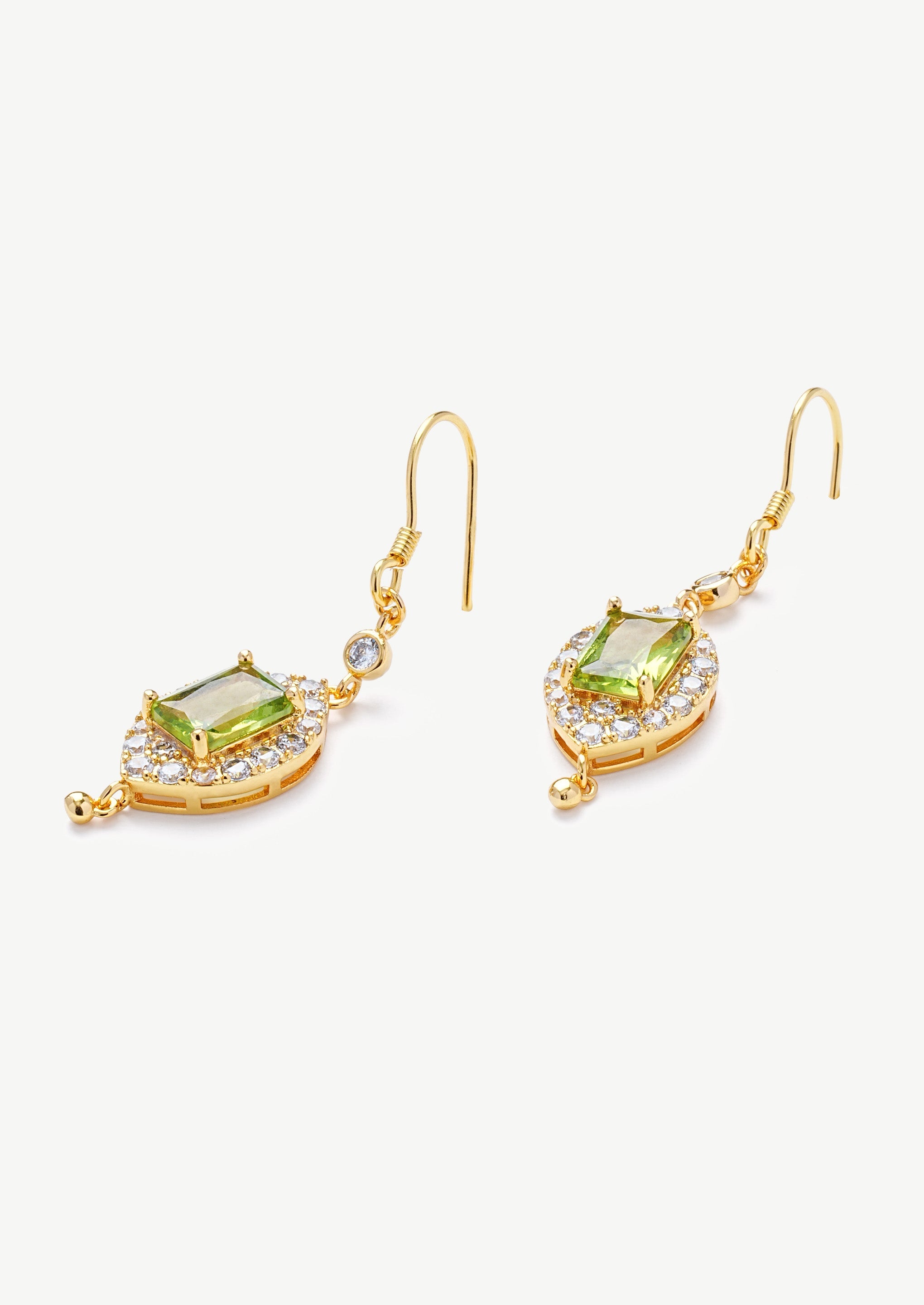 Square Gemstone Drop Earrings
