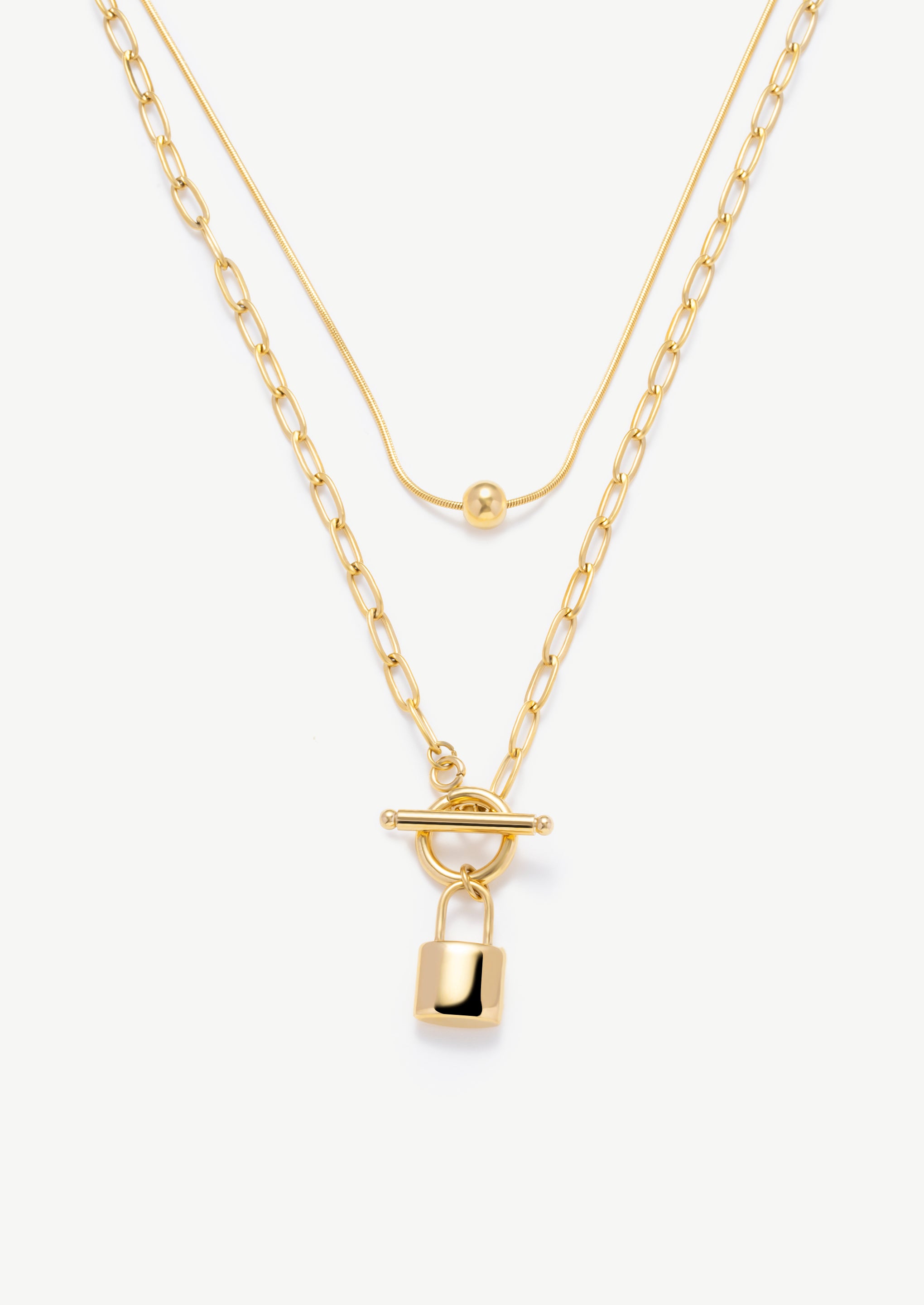 Double Layered Lock Necklace