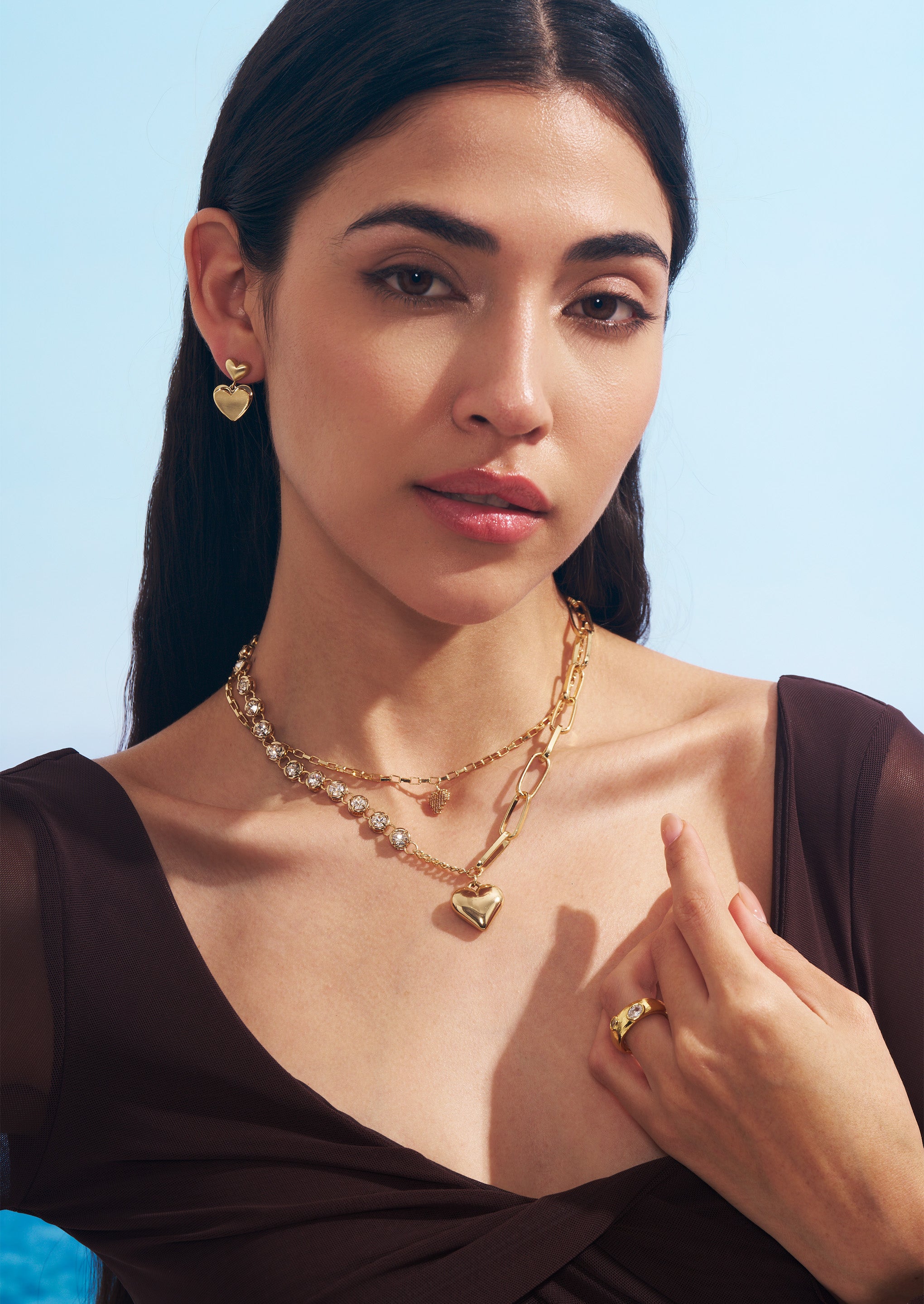 Double Heart Stud Earrings