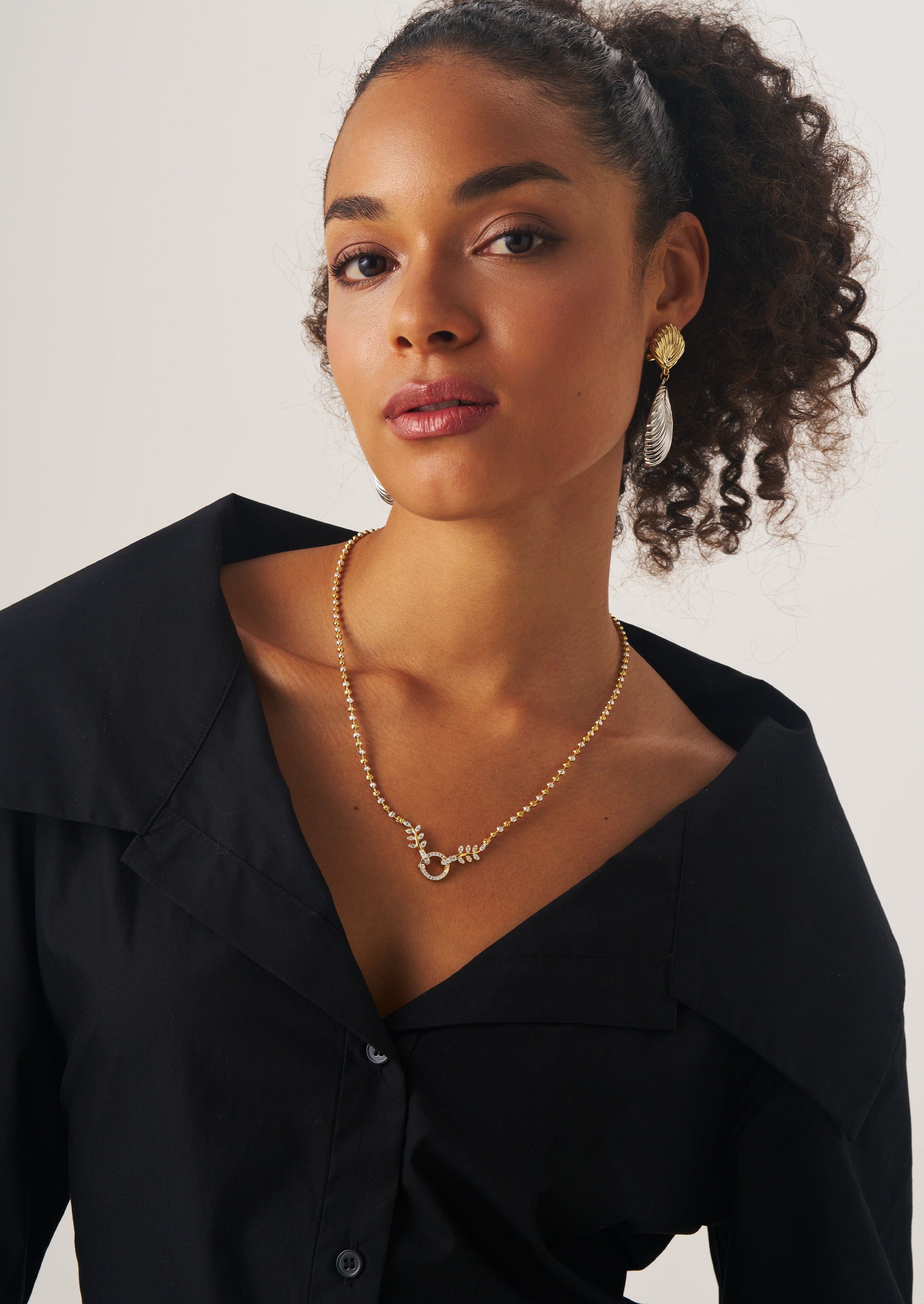 Leaf Hoop Pendant Necklace