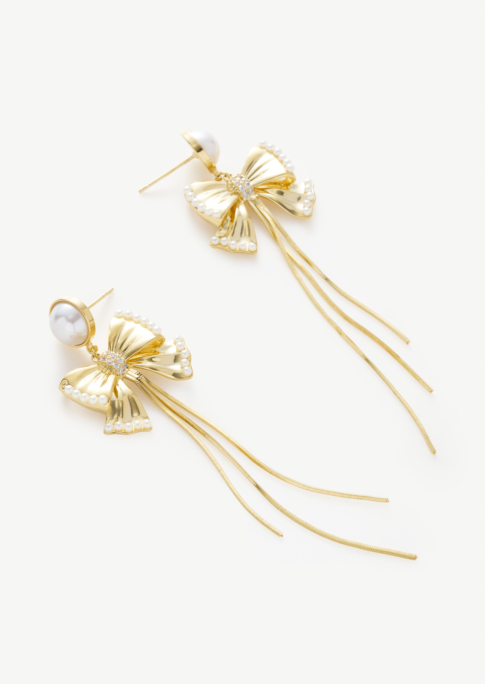 Bow Pearl Dangle Earrings