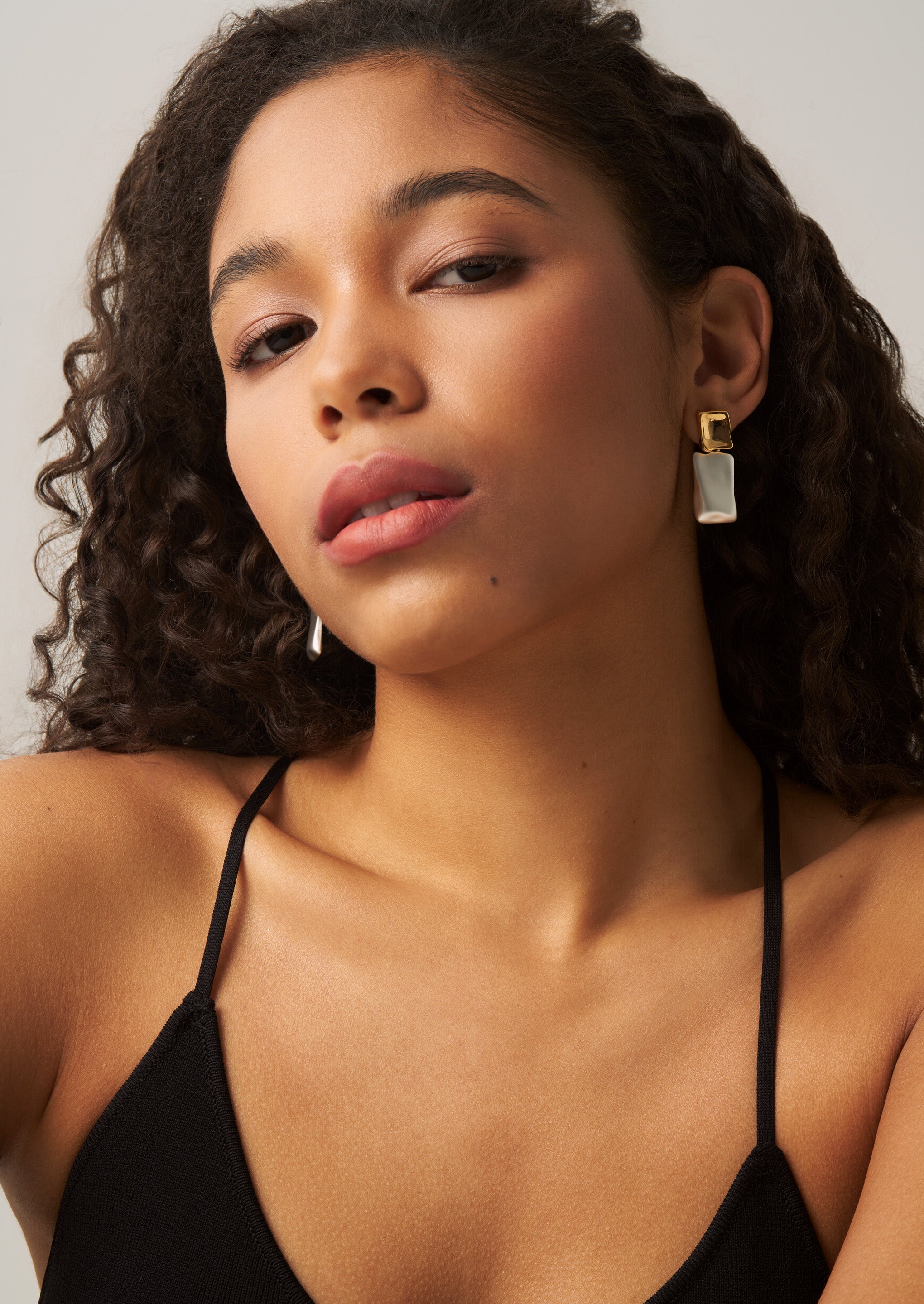 Duet Mixed Square Drop Earrings