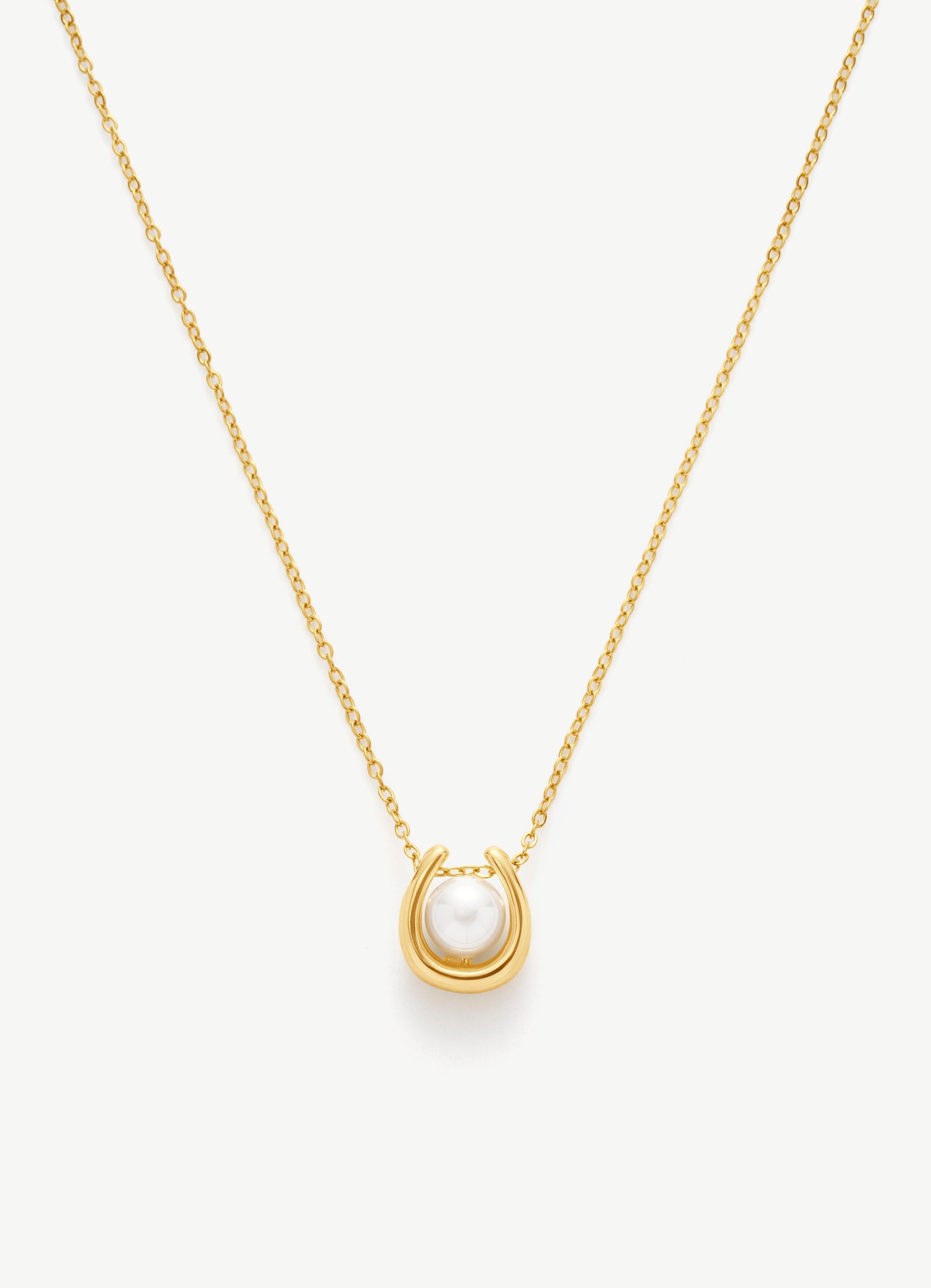 Horseshoe Pearl Pendant Necklace