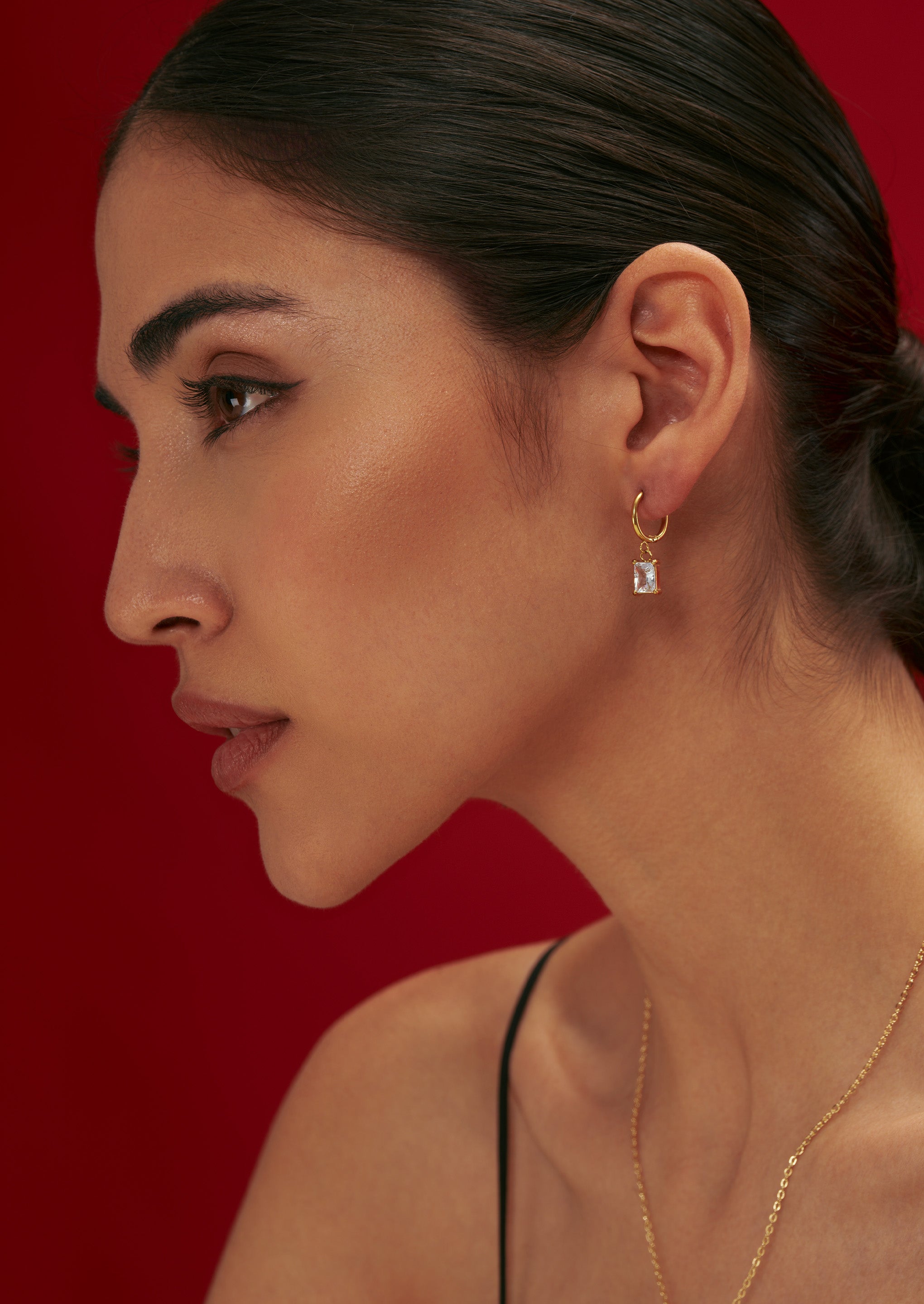 Square Charm Hoop Earrings