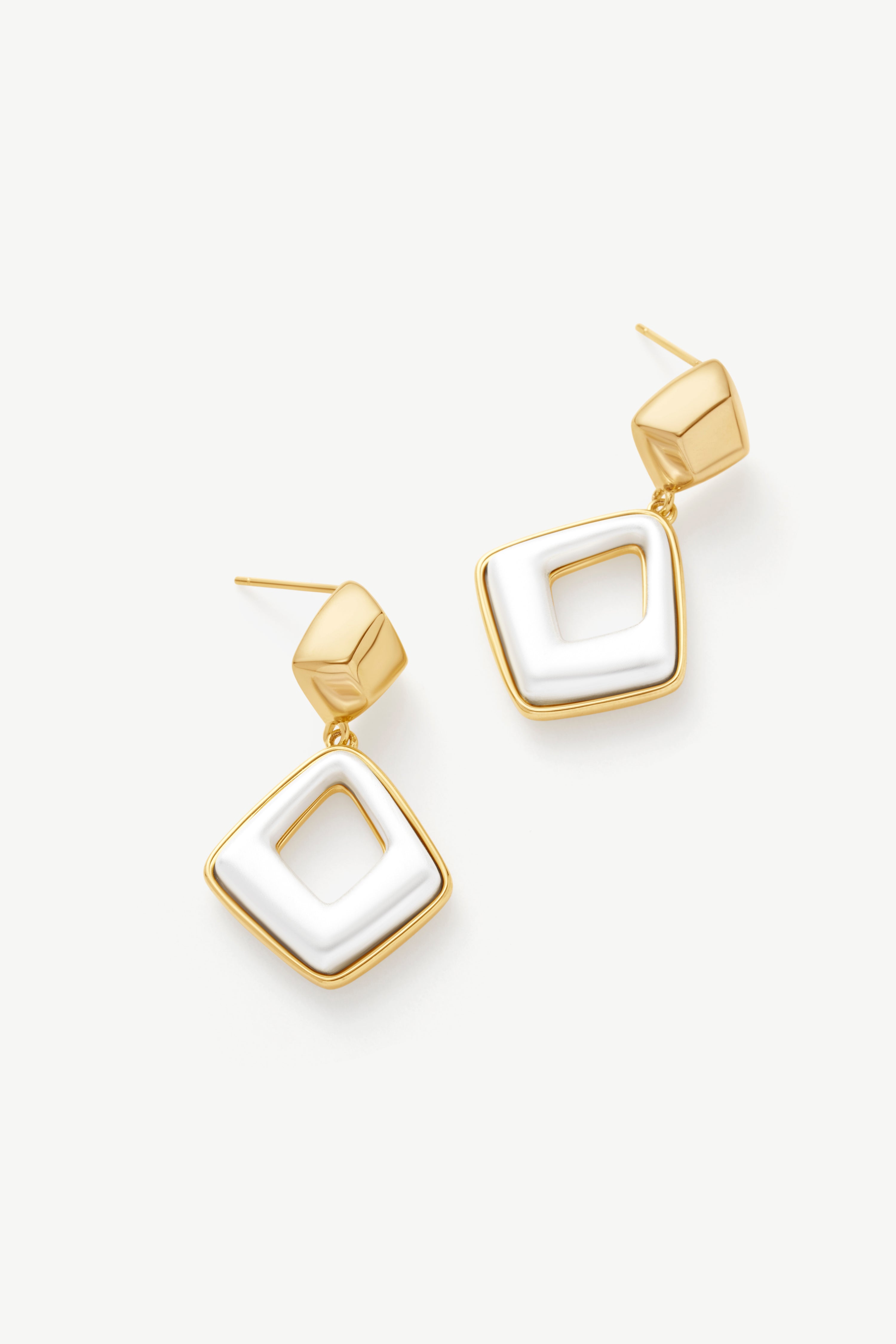 Dual Geometric Drop Earrings