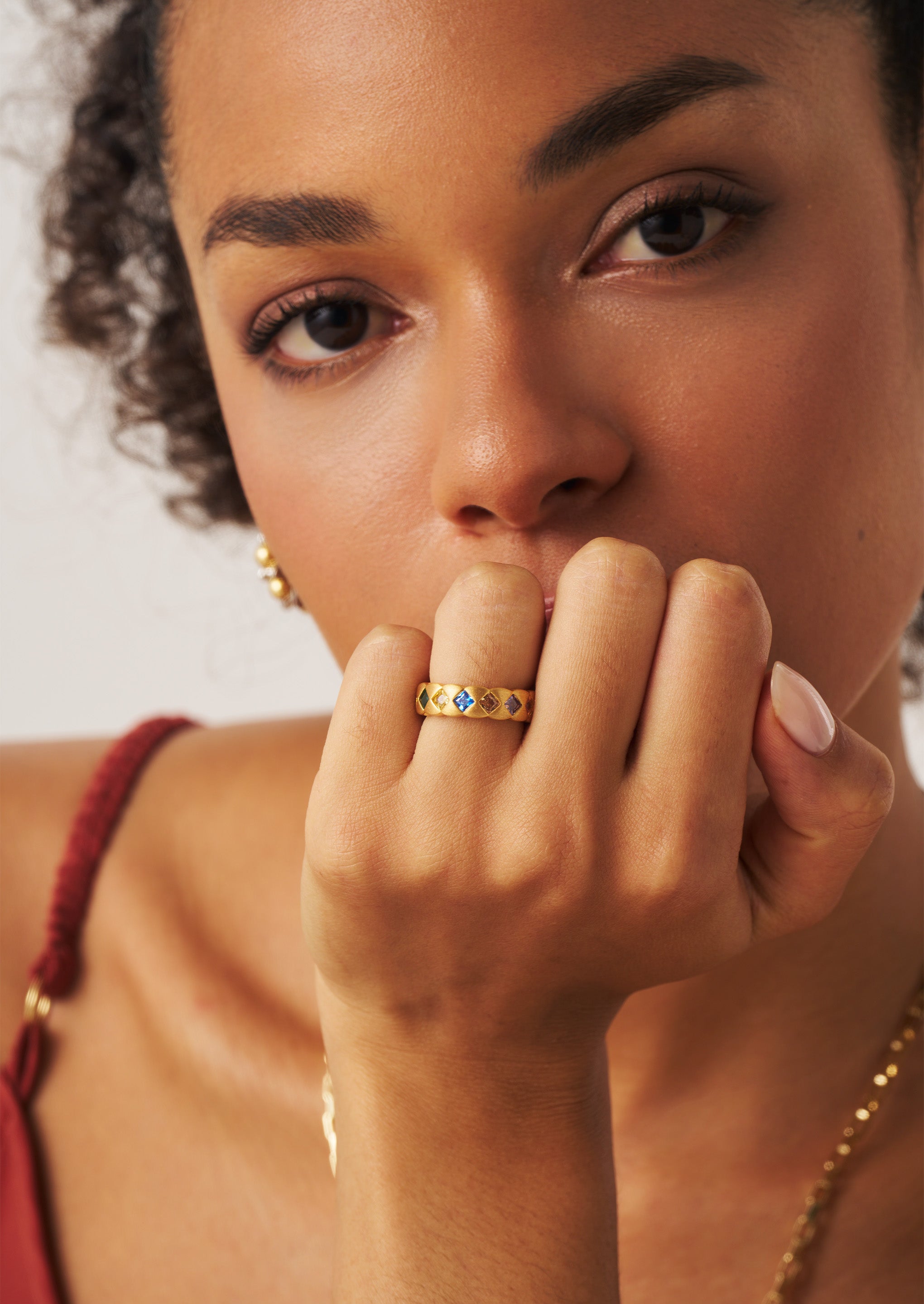 Gemstone Pave Open Ring