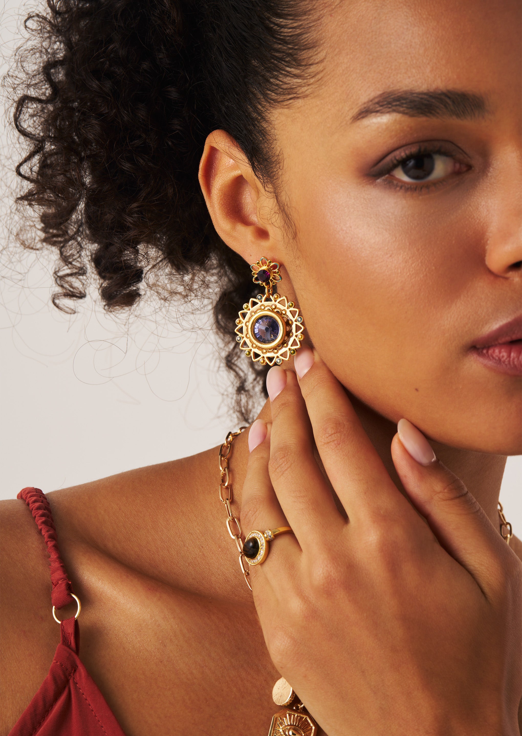 Floral Drop Statement Earrings