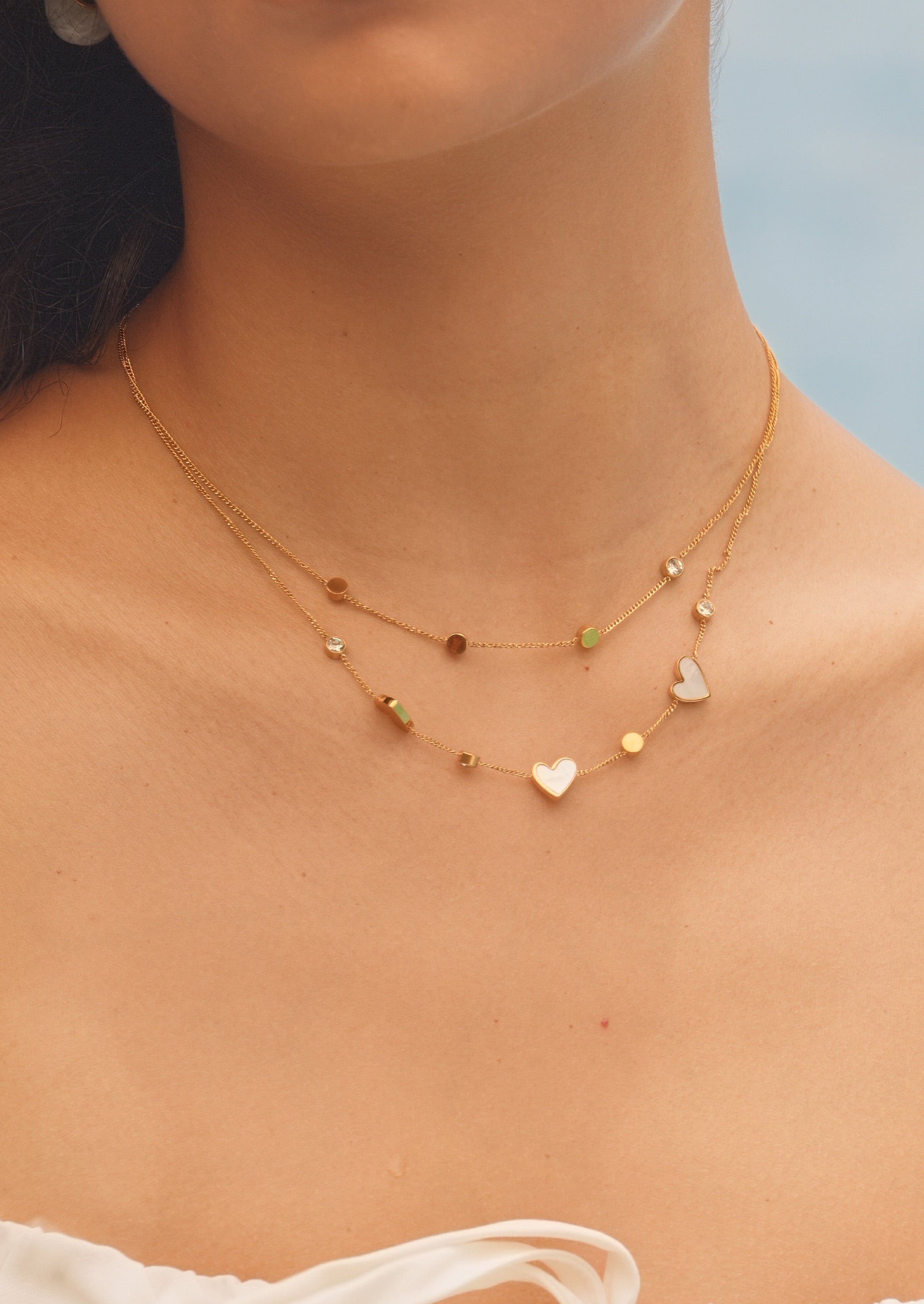 Heart Gemstone Layered Necklace