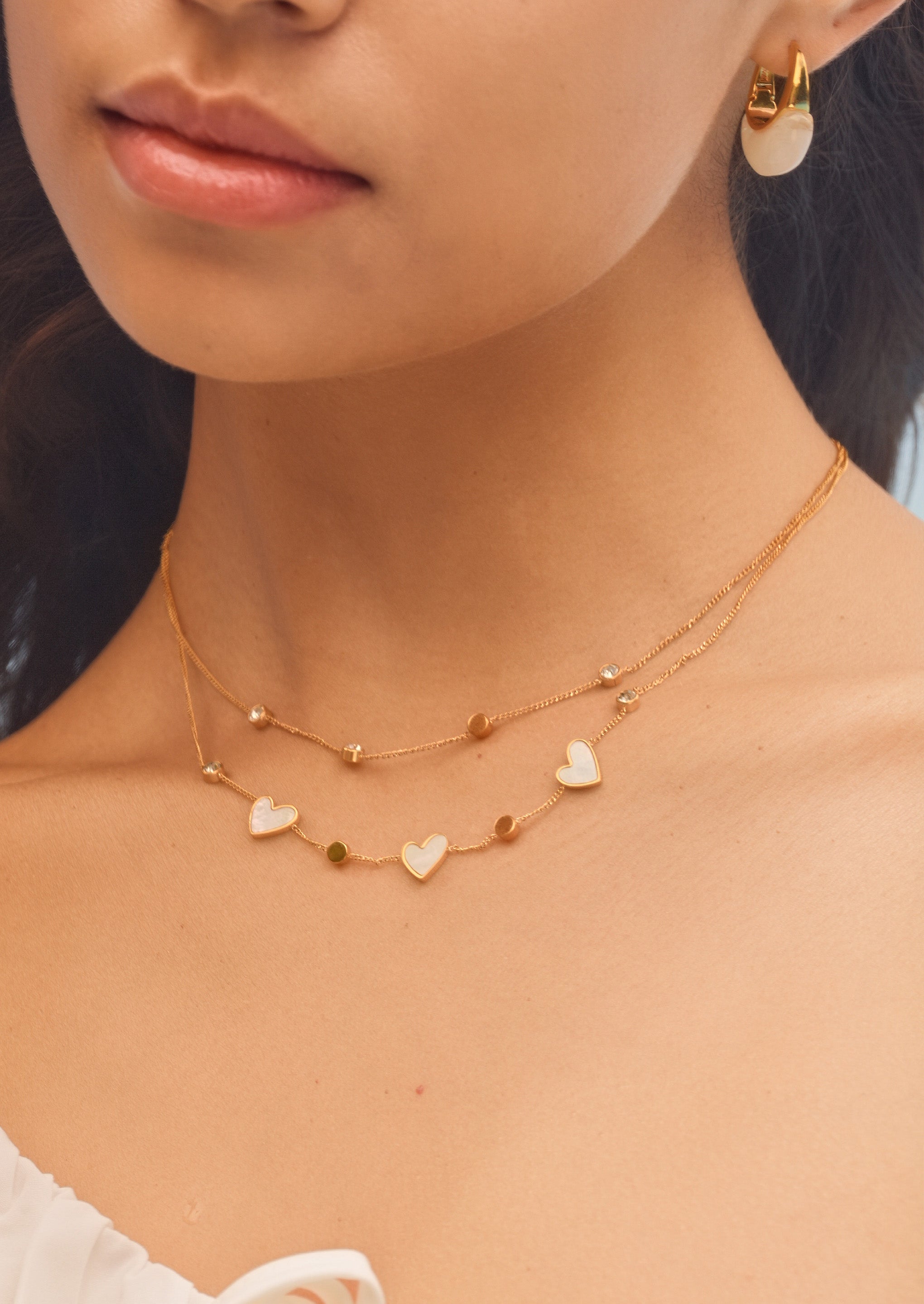 Heart Gemstone Layered Necklace