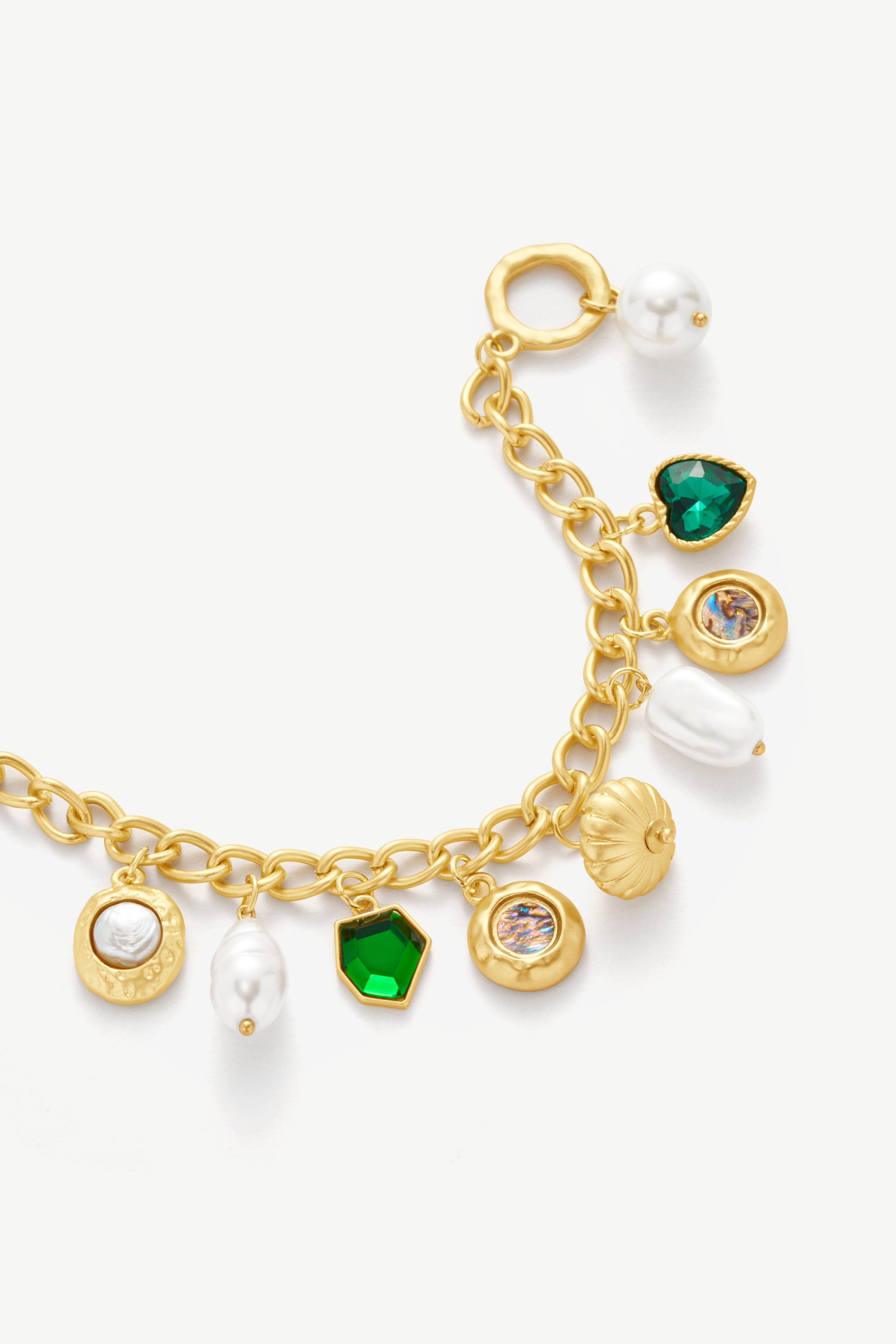 Heart Pearl Charm Bracelet