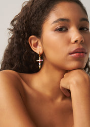 Cross Charm Hoop Earrings